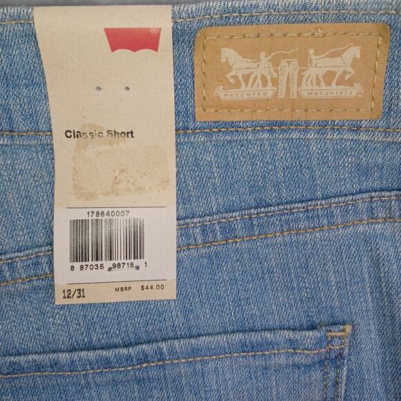 Levi's Denim Shorts Women's Size 12 Mom High Rise 4" Midi Blue Jean W31 Stretch - Picture 6 of 11